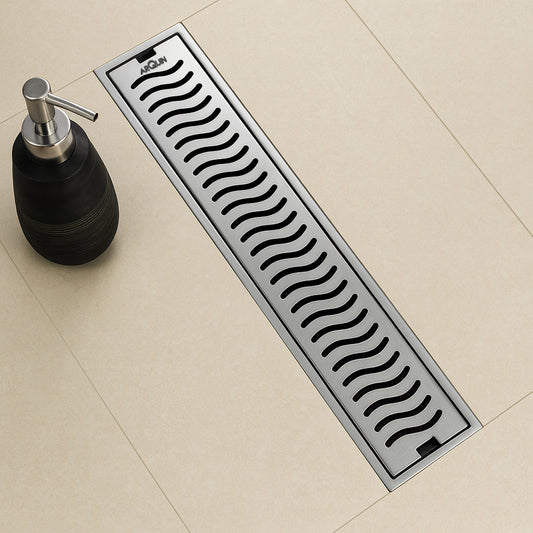 Sliver-Matt Shower Water Drain Channel with Cockroach Trap (24X4 Inches)