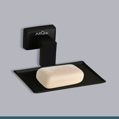 Stainless Steel Black Matt Soap Dish for Bathroom (12.4X12.3X5.4 CM)
