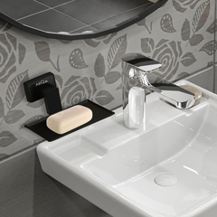 Stainless Steel Black Matt Soap Dish for Bathroom (12.4X12.3X5.4 CM)