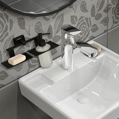 Stainless Steel Black Matt Soap Dish & Liquid Soap Dispenser for Bathroom (25.8X13X15.5 CM)