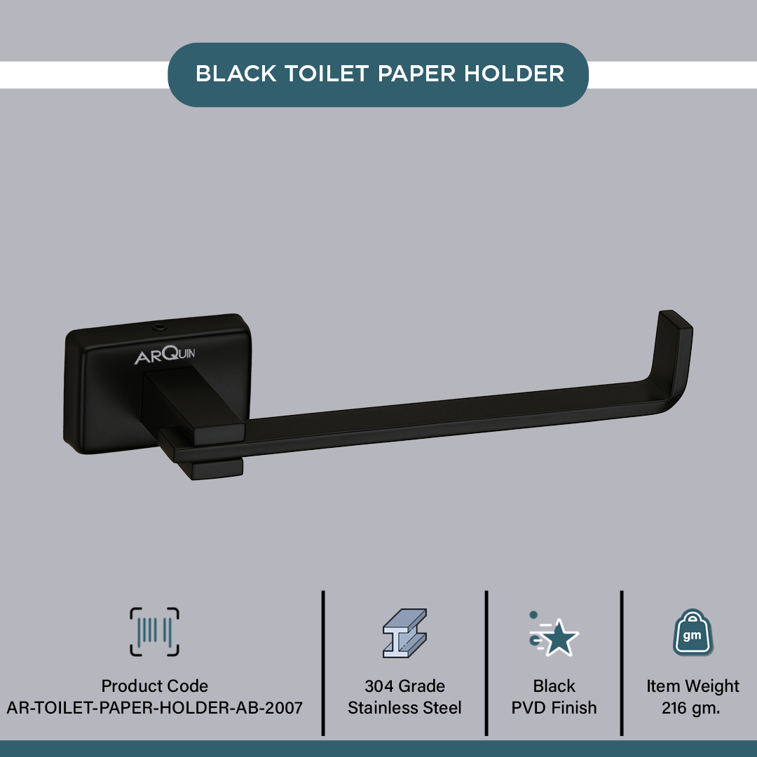 Stainless Steel Black Matt Toilet Paper Holder for Bathroom (17X5.2X4.3 CM)
