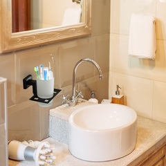 Stainless Steel Black Matt Tumbler Holder for Bathroom (12.4X12.3X9.5 CM)