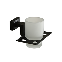 Stainless Steel Black Matt Tumbler Holder for Bathroom (12.4X12.3X9.5 CM)