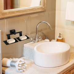 Stainless Steel Black Matt Twin Soap Dish Holder for Bathroom (26X13X6.3 CM)