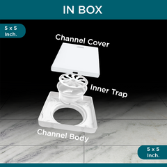 Sliver-Matt Square Tile Insert Floor Drainer with Cockroach Trap (5X5 Inches)