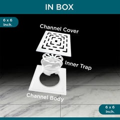 Sliver-Matt Square Floor Drainer with Cockroach Trap (6X6 Inches)