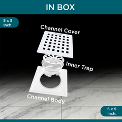 Sliver-Matt Square Floor Drainer with Cockroach Trap (5X5 Inches)