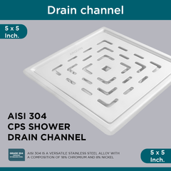Square Floor Drainer 304 SS Grade with Cockroach Trap (5X5 Inch)