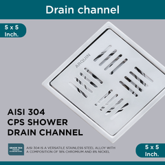 Square Floor Drainer 304 SS Grade with Cockroach Trap (5X5 Inch)
