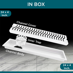 Sliver-Matt Shower Water Drain Channel with Cockroach Trap (24X4 Inches)