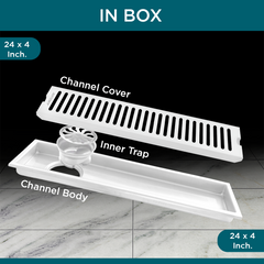 Sliver-Matt Shower Water Drain Channel with Cockroach Trap (24X4 Inches)