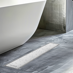 Sliver-Matt Tile Insert Shower Water Drain Channel with Cockroach Trap (18X4 Inches)