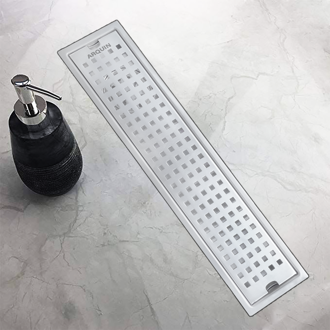 Shower Water Drain Channel SS 304 Grade with Cockroach Trap (24X4 Inch)