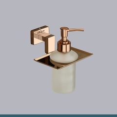 Stainless Steel Rose Gold Liquid Soap Dispenser for Bathroom (12.4X12.3X15.5 CM)