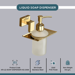 Stainless Steel Gold Liquid Soap Dispenser for Bathroom (12.4X12.3X15.5 CM)