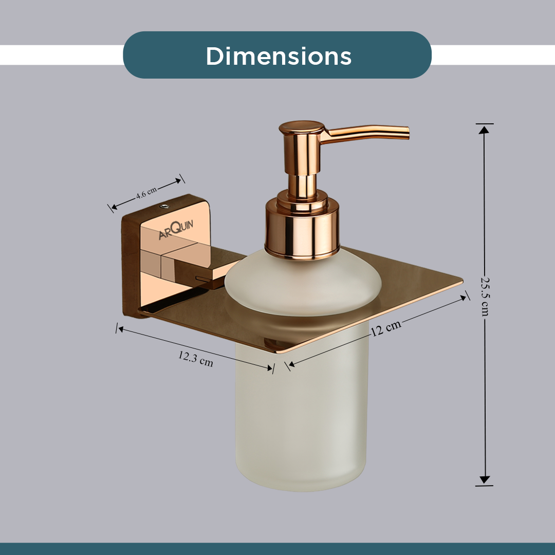 Stainless Steel Rose Gold Liquid Soap Dispenser for Bathroom (12X12.3X15.5 CM)