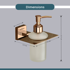 Stainless Steel Rose Gold Liquid Soap Dispenser for Bathroom (12X12.3X15.5 CM)