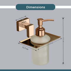 Stainless Steel Rose Gold Liquid Soap Dispenser for Bathroom (12.4X12.3X15.5 CM)