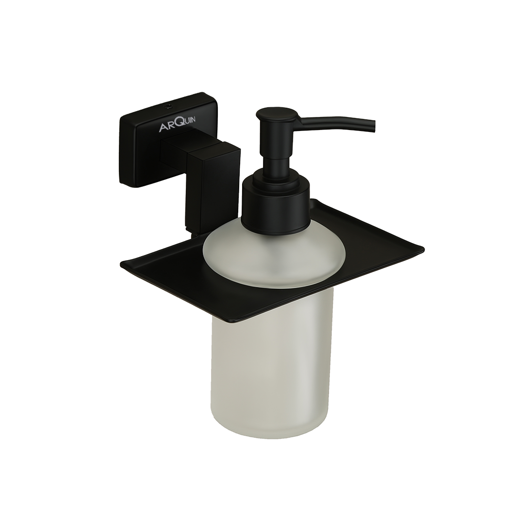 Stainless Steel Black Matt Liquid Soap Dispenser for Bathroom (12.4X12.3X15.5 CM)