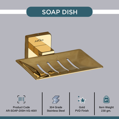 Stainless Steel Gold Soap Dish Holder for Bathroom (12.5X12X4.6 CM)