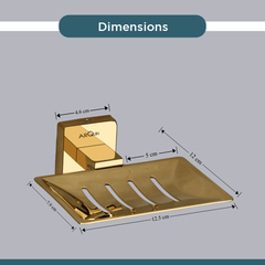 Stainless Steel Gold Soap Dish Holder for Bathroom (12.5X12X4.6 CM)
