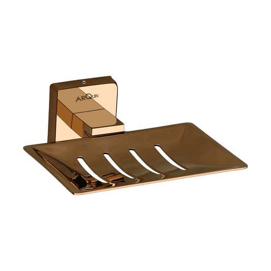 Stainless Steel Rose Gold Soap Dish Holder for Bathroom (12.5X12X4.6 CM)