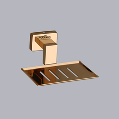 Stainless Steel Rose Gold Soap Dish Holder for Bathroom (12.4X12.3X5.4 CM)