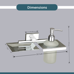 Stainless Steel Chrome Soap Dish & Liquid Soap Dispenser (25.4X12.3X15.5 CM)