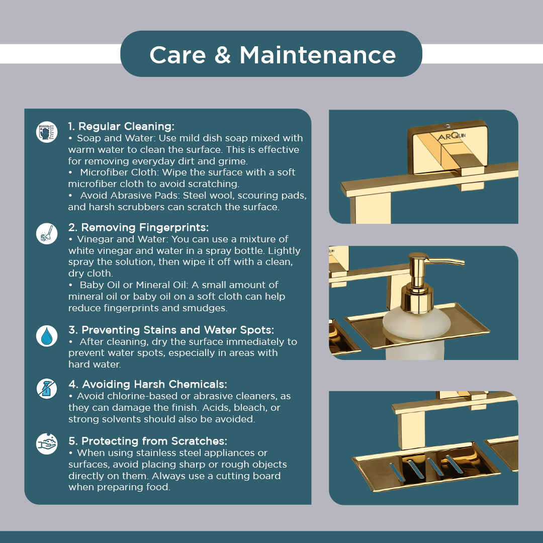 Stainless Steel Gold Soap Dish & Liquid Soap Dispenser for Bathroom (25.8X13X15.5 CM)
