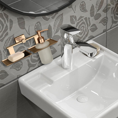 Stainless Steel Rose Gold Soap Dish & Liquid Soap Dispenser for Bathroom (25.8X13X15.5 CM)
