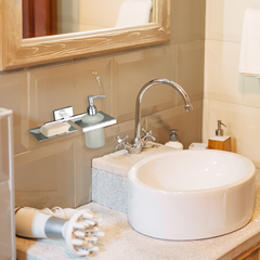 Stainless Steel Chrome Soap Dish & Liquid Soap Dispenser (25.4X12.3X15.5 CM)