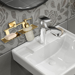 Stainless Steel Gold Soap Dish & Liquid Soap Dispenser for Bathroom (25.8X13X15.5 CM)