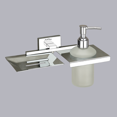 Stainless Steel Chrome Soap Dish & Liquid Soap Dispenser (25.4X12.3X15.5 CM)