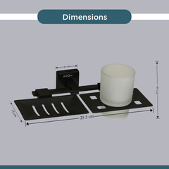Stainless Steel Black Matt Soap Dish & Tumbler Holder for Bathroom (25.5X15X9.5 CM)