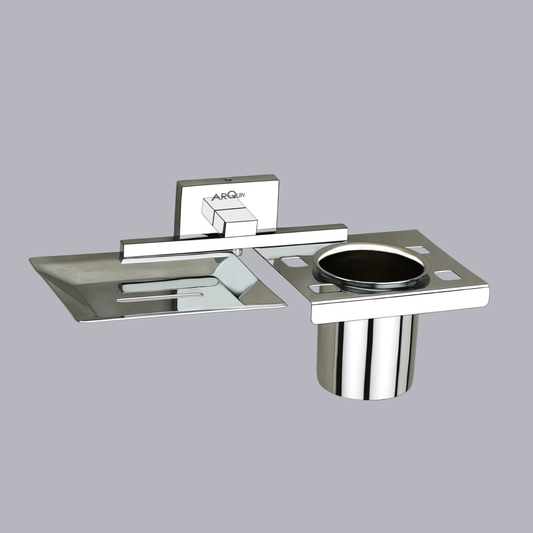 Stainless Steel Chrome Soap Dish & Tumbler Holder (25.4X12.3X11.3 CM)