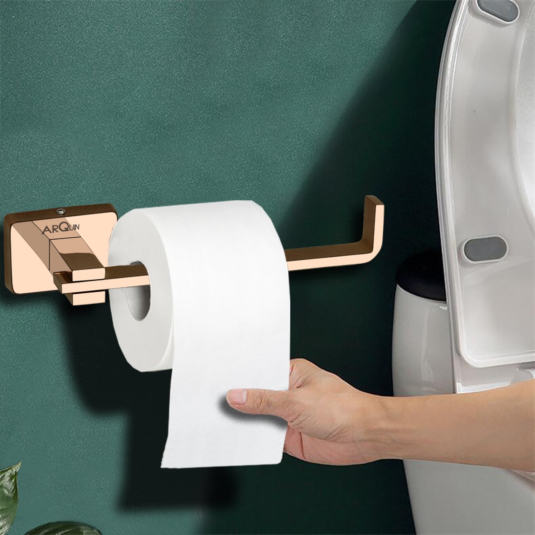 Stainless Steel Rose Gold Toilet Paper Holder for Bathroom (17X5.2X4.3 CM)