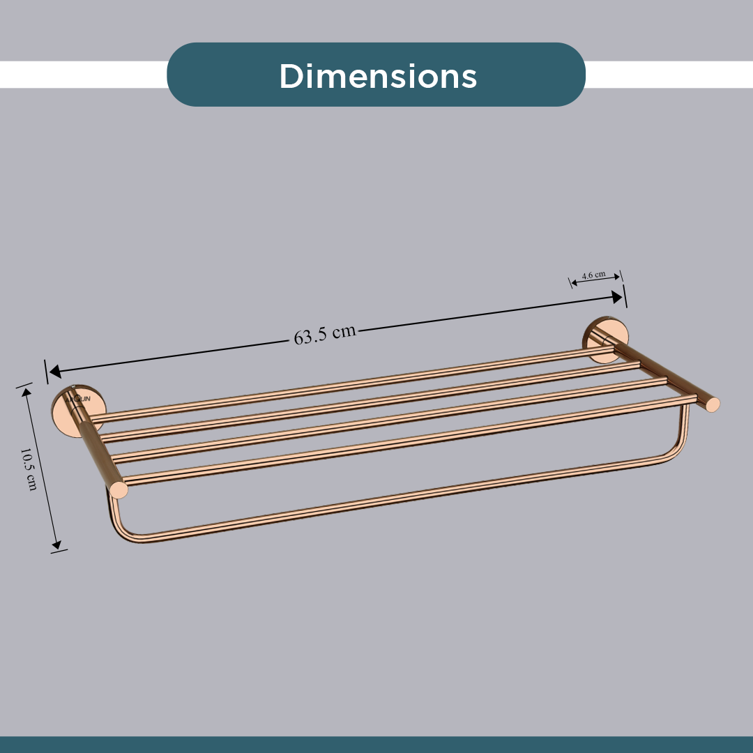 Stainless Steel Rose Gold Towel Rack/Stand for Bathroom (63.5X22X10.5 CM)