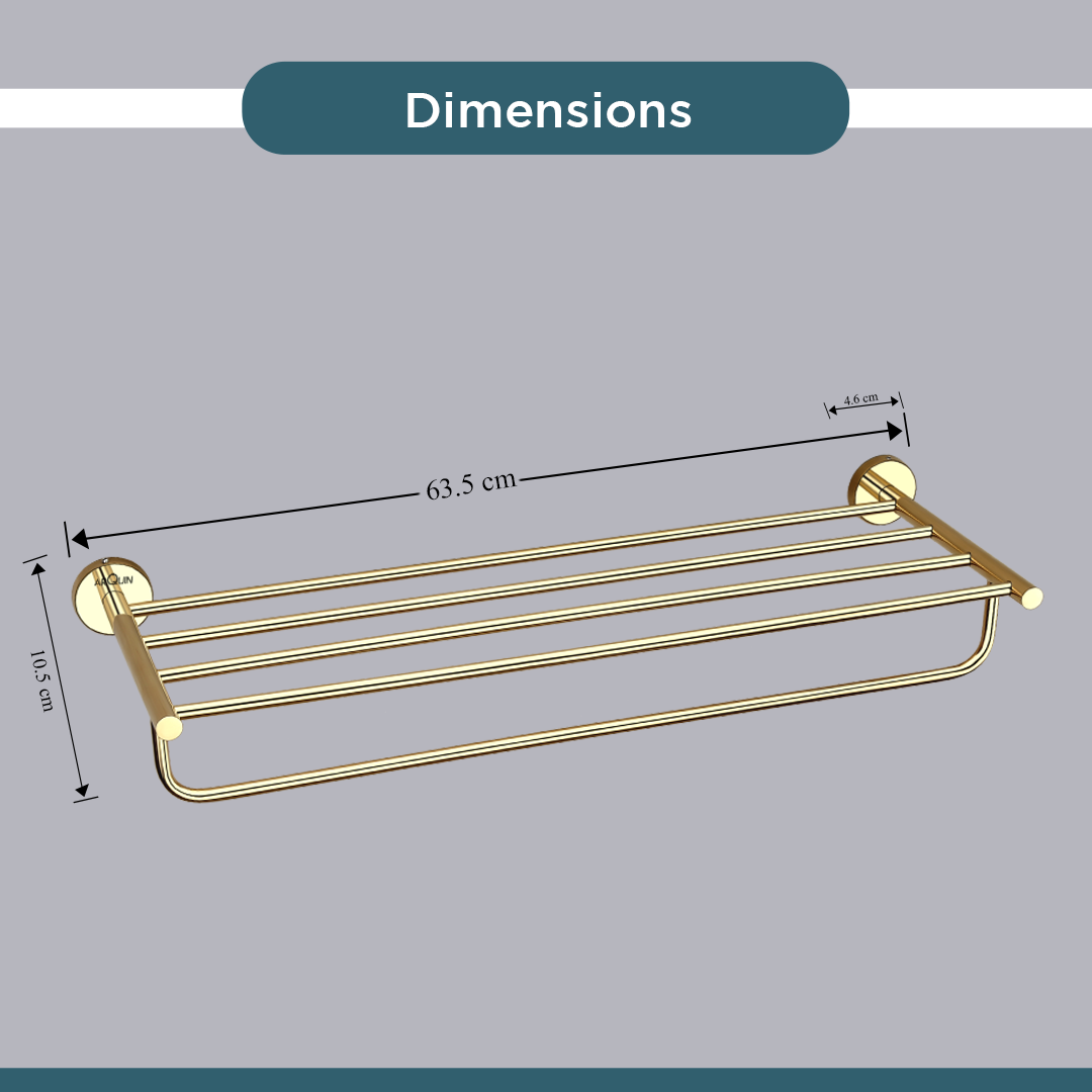 Stainless Steel Gold Towel Rack/Holder for Bathroom (63.5X22X10.5 CM)