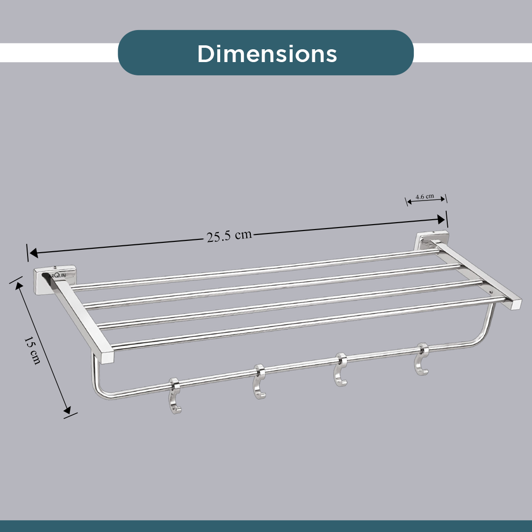 Stainless Steel Chrome Towel Rack for Bathroom (63.5X21.2X12.5 CM)