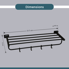 Stainless Steel Black Matt Towel Rack for Bathroom (63.5X21.2X12.5 CM)