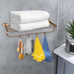 Stainless Steel Rose Gold Towel Rack for Bathroom (63.5X21.2X12.5 CM)