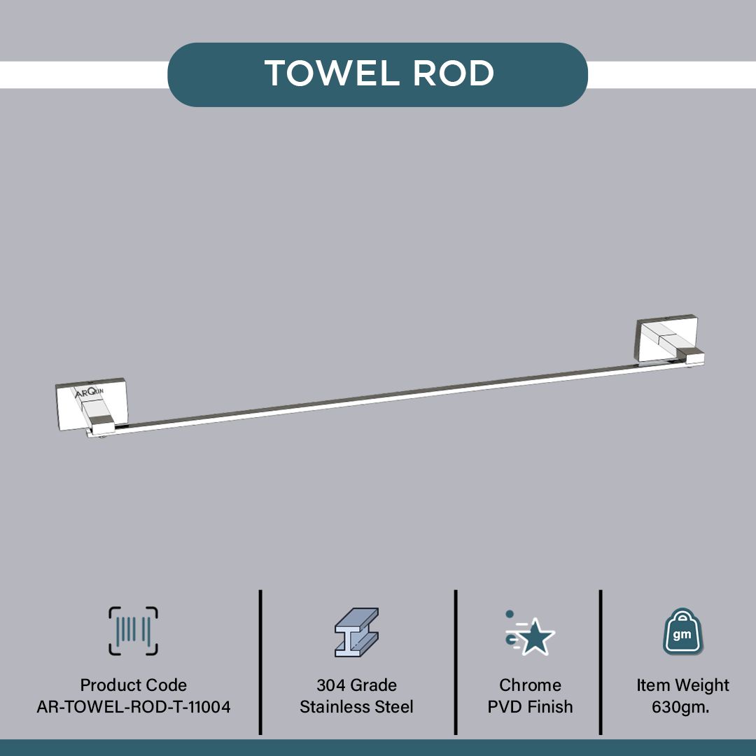 Stainless Steel Chrome Towel Rod Hanger for Bathroom (61X6X4 CM)