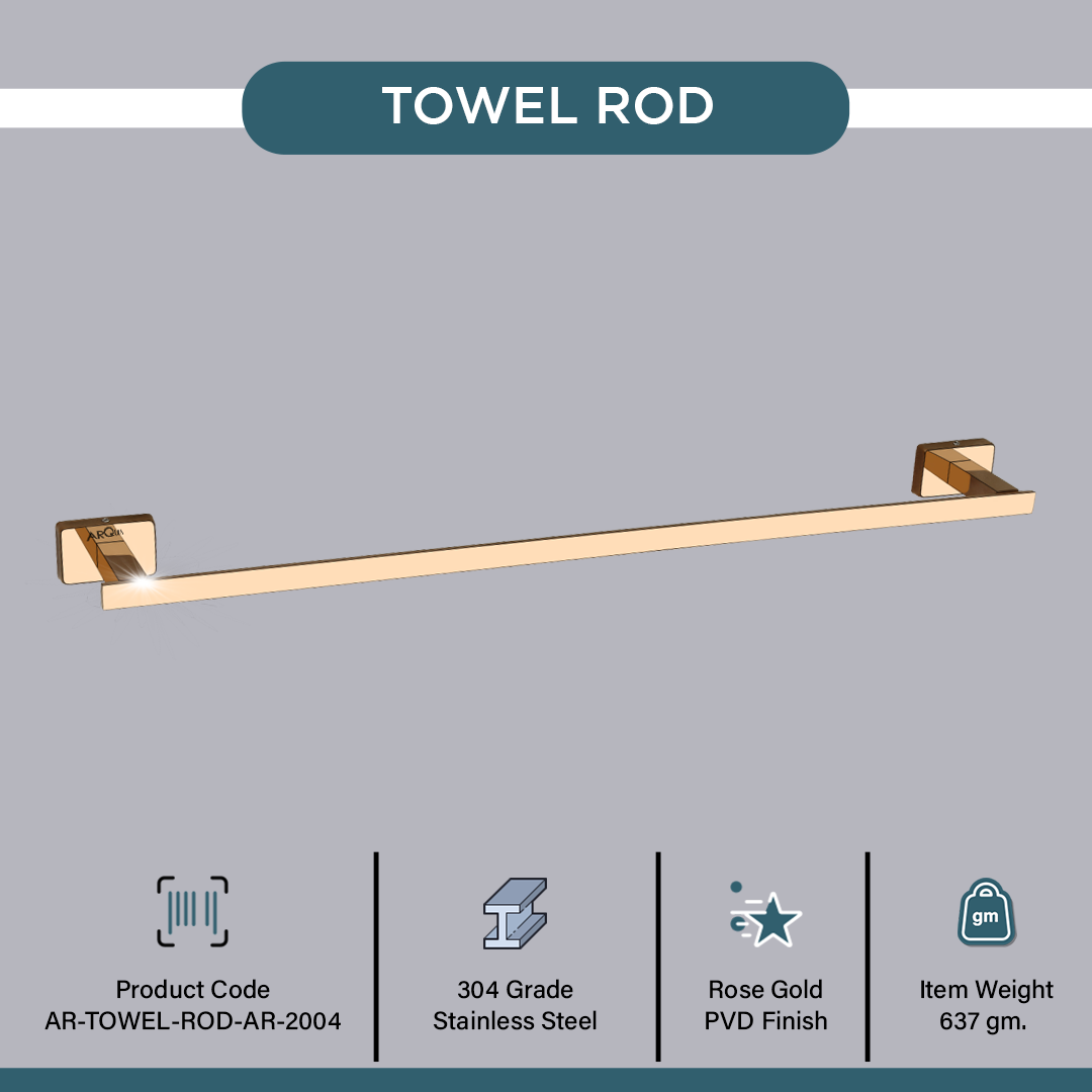Stainless Steel Rose Gold Towel Rod/Stand for Bathroom (61X7.2X3.6 CM)