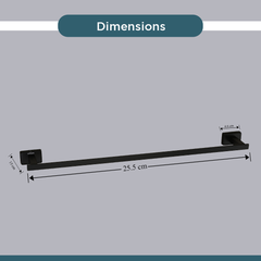 Stainless Steel Black Matt Towel Rod/Hanger for Bathroom (61X7.2X3.6 CM)