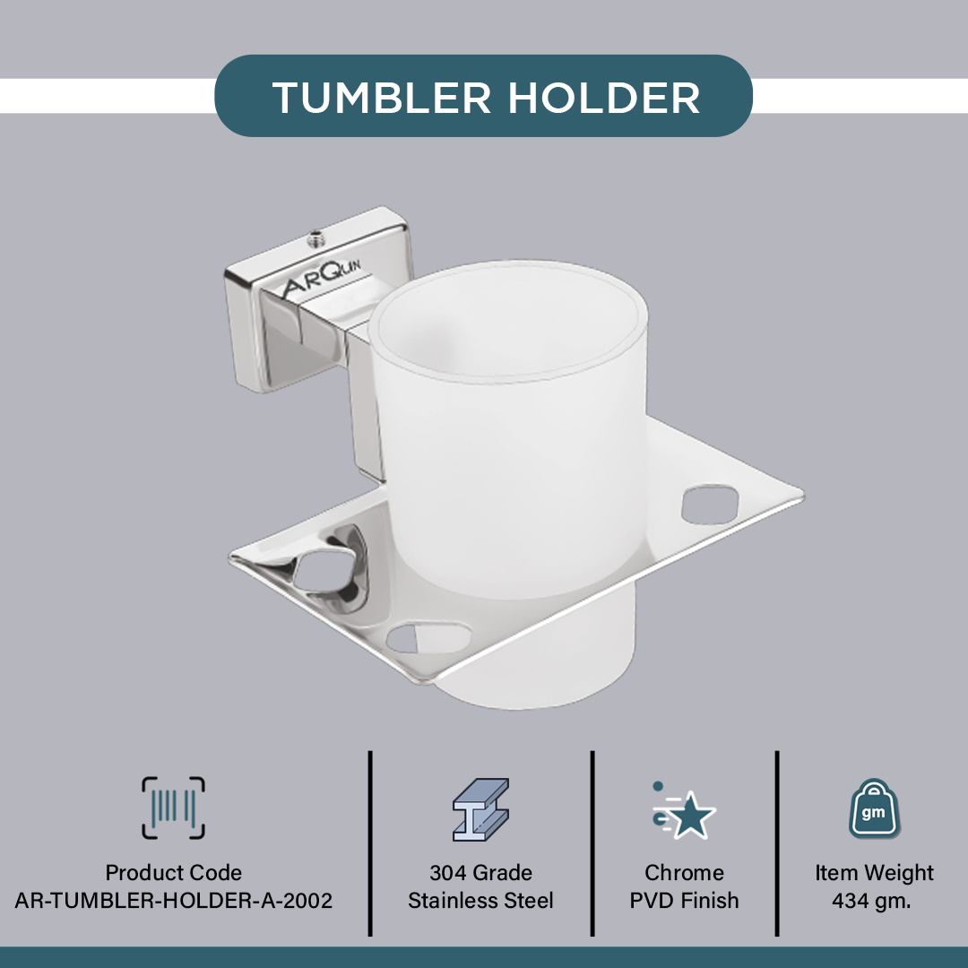 Stainless Steel Chrome Tumbler Holder for Bathroom (12.4X12.3X9.5 CM)