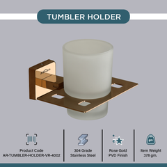 Stainless Steel Rose Gold Tumbler Holder for Bathroom (12.5X12.3X9.5 CM)