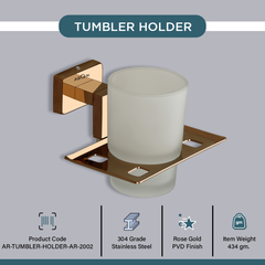 Stainless Steel Rose Gold Tumbler Holder for Bathroom (12.4X12.3X9.5 CM)