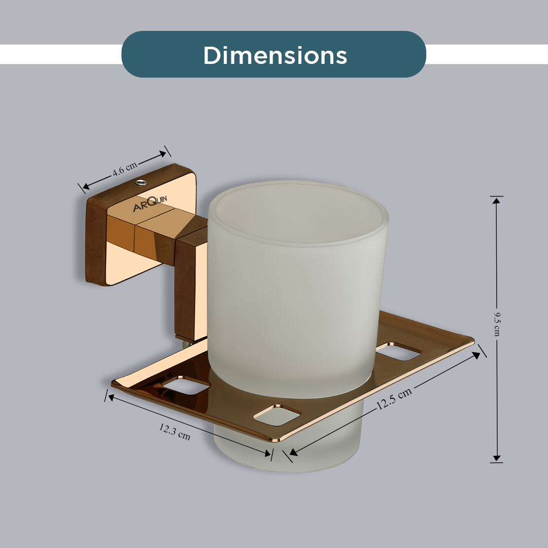 Stainless Steel Rose Gold Tumbler Holder for Bathroom (12.4X12.3X9.5 CM)