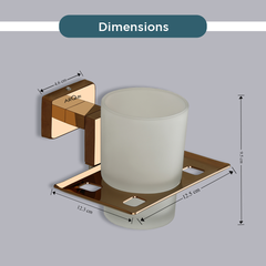 Stainless Steel Rose Gold Tumbler Holder for Bathroom (12.4X12.3X9.5 CM)