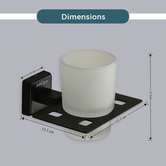 Stainless Steel Black Matt Tumbler Holder for Bathroom (12.5X12.3X9.5 CM)